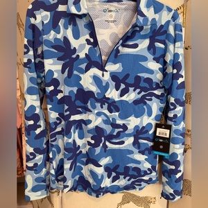 Ladies long sleeve polo with cooling technology with spf 50